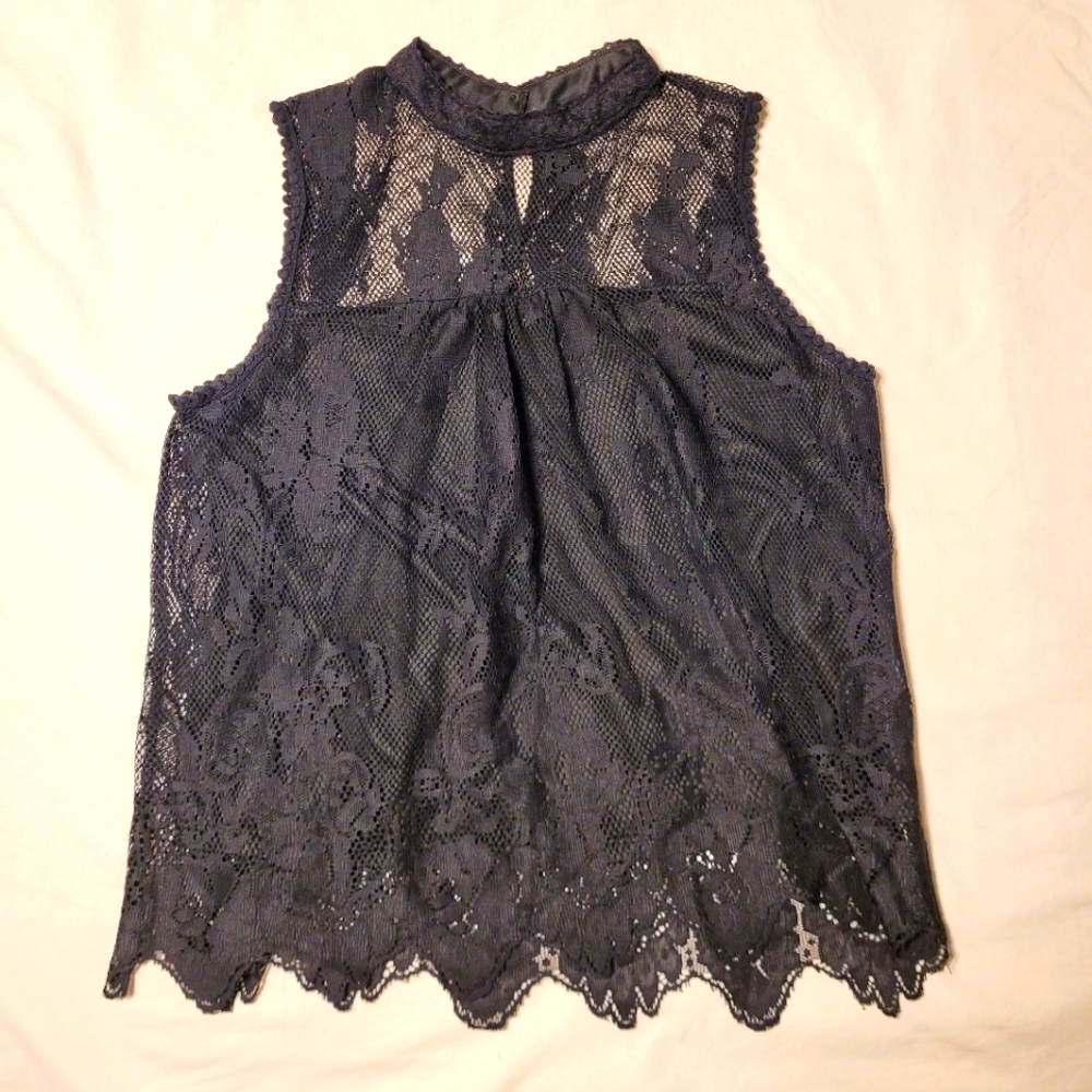 Black Lace Sleeveless Top Medium